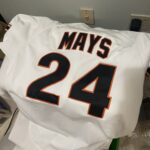 A white sports jersey with a mays 24 label